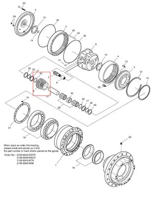أجزاء علبة التروس SOLAR 280LC-III SOLAR 290LC-V SOLAR 300LC-V 2101-1019G SOLAR 300LC-V GEAR الكوكبي